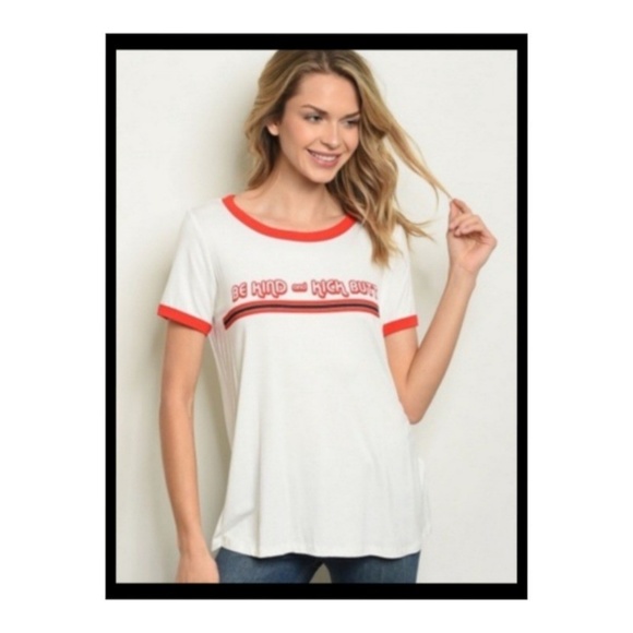 Retro Style Be Kind and Kick Butt White Ringer T - Picture 2 of 4